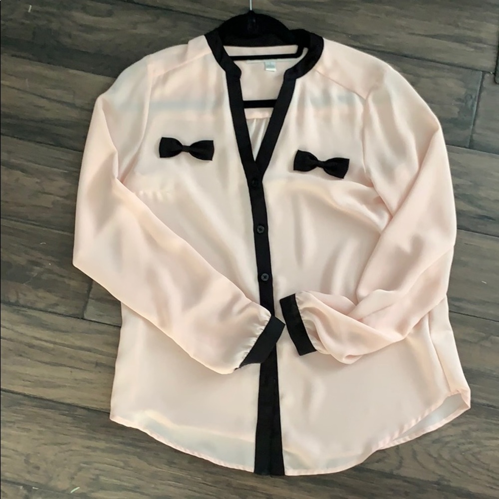 Pink and black button down